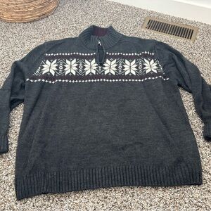 Haggar Gray Sweater with White Snowflake Pattern